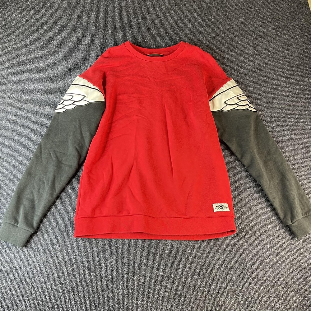 Air Jordan Sweatshirt Mens Medium Red Gray Wing Logo Long Sleeve Crewneck